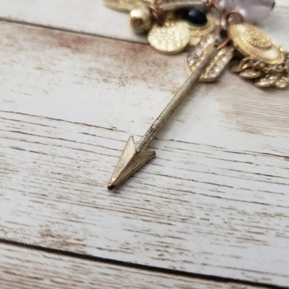 Vintage Pendant Gold Tone Charms with Arrow (Pendant Only - No Chain Included)